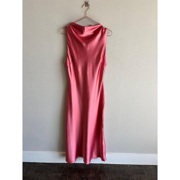 ZARA Women’s Pink Satin Cowl Neck Midi Dress Elegant Bloggers Favorite Size M NW - Picture 6 of 12